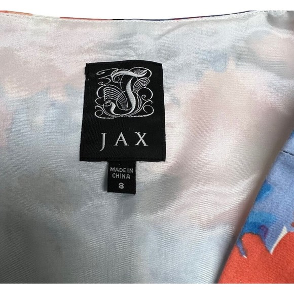 JAX Colorful Floral Print Belted Cap Sleeve Dress Sz 8 Paneled Skirt - Picture 10 of 13